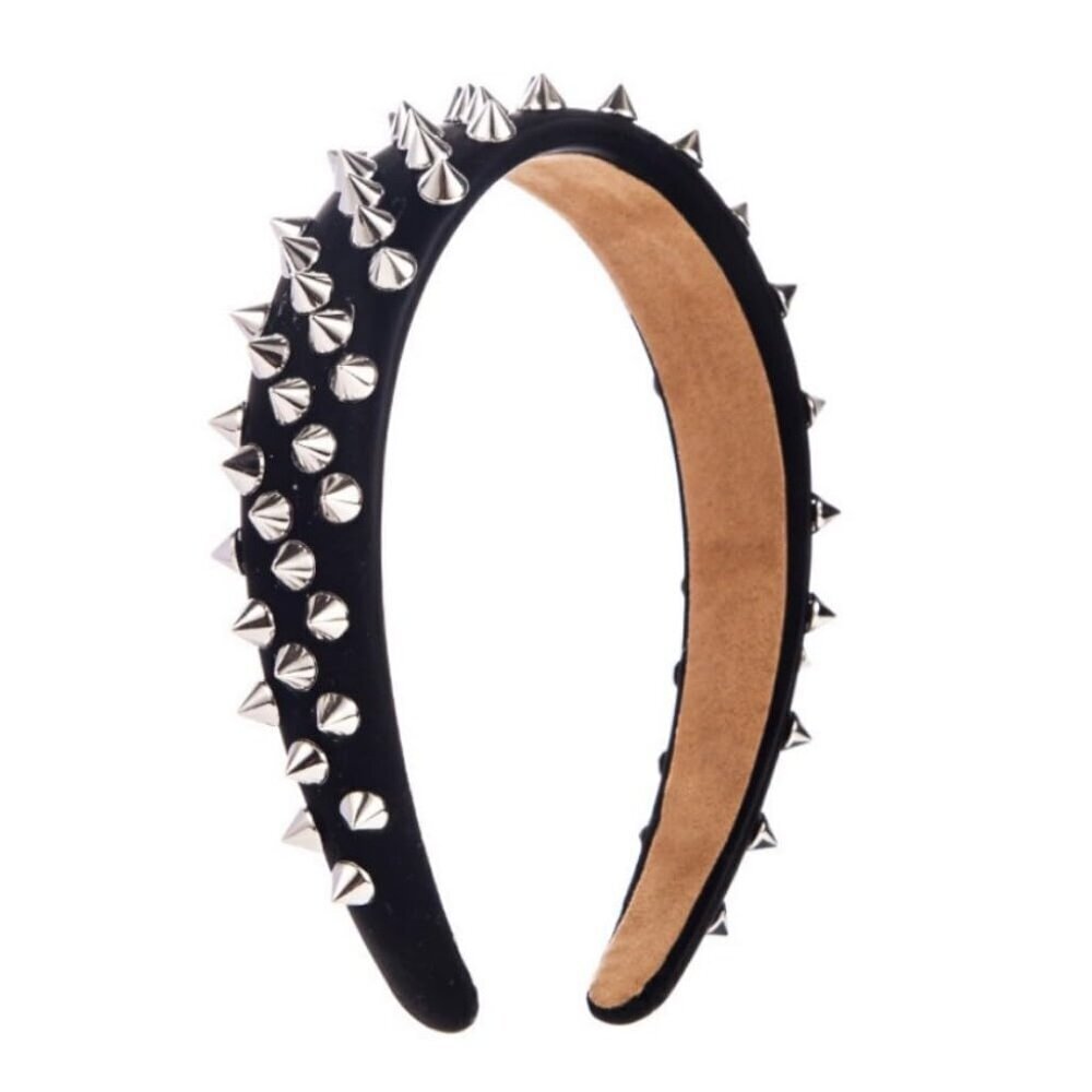 Punk Studded Headband Metallic Spike Hair Accessories for Halloween Cosplay